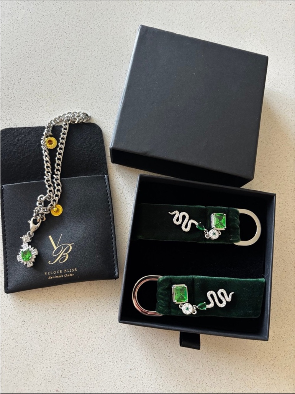 Silver Forest Silver Necklace with Green Gemstone Pendant